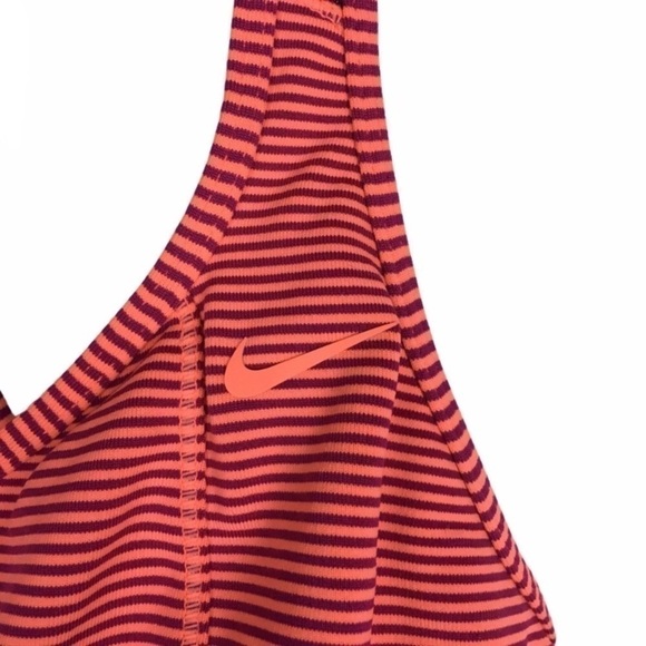 NIKE Top Racerback Sports Bra Stripe Mesh Keyhole Athletic Sportswear Size Large - Picture 5 of 14